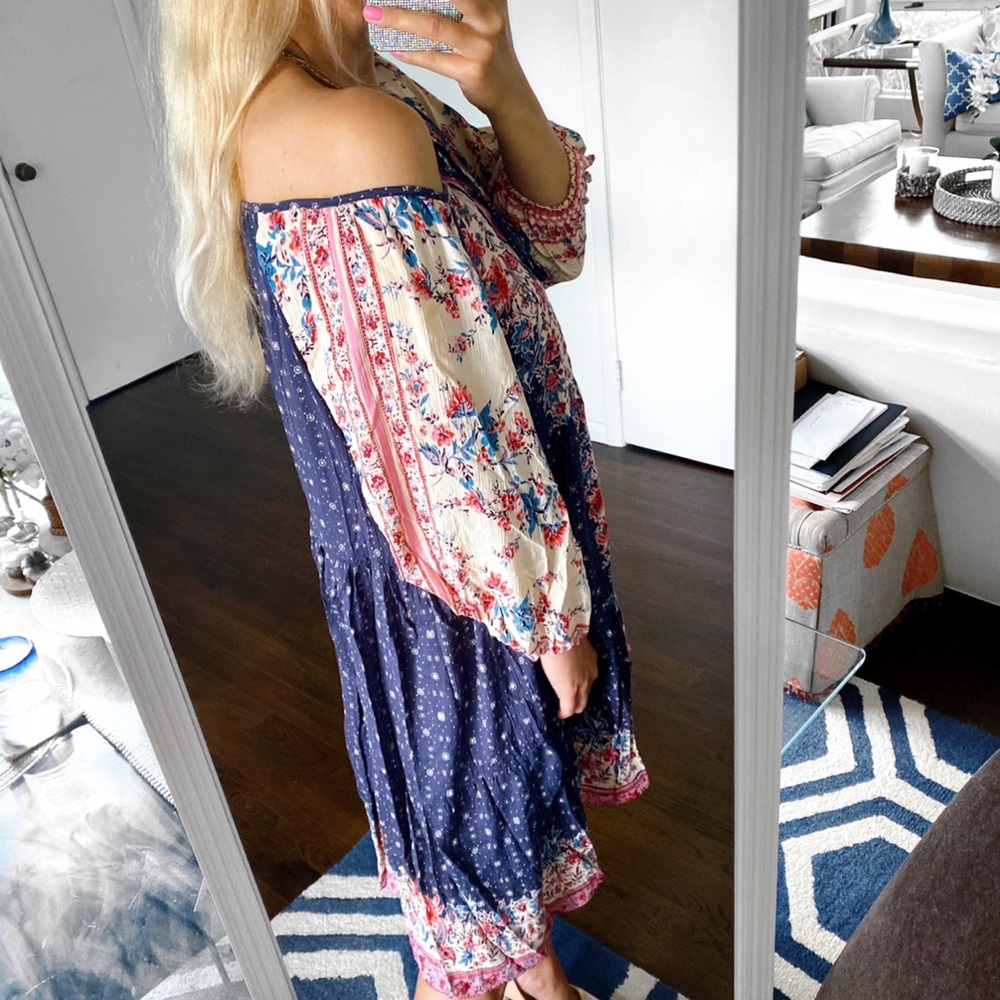 💙 BOHO TRIBAL PRINT DARK BLUE LOOSE DRESS! - Picture 5 of 13